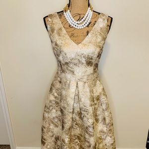 Cream, tan and gold and white dress. Size 12.